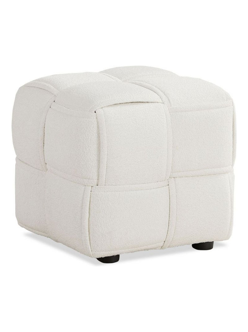 Pouf Bouclé Beige Tabouret Petit Beige - Kiabi