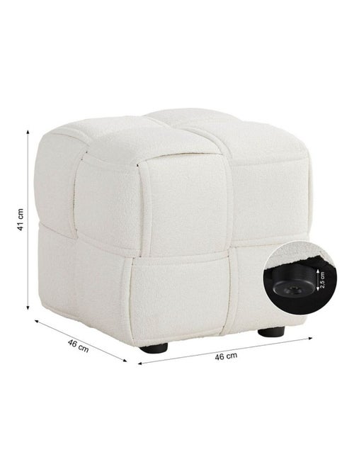 Pouf Bouclé Beige Tabouret Petit - Kiabi