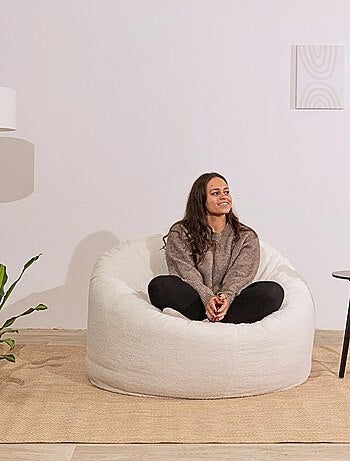 Pouf bouclette blanc - Bananair