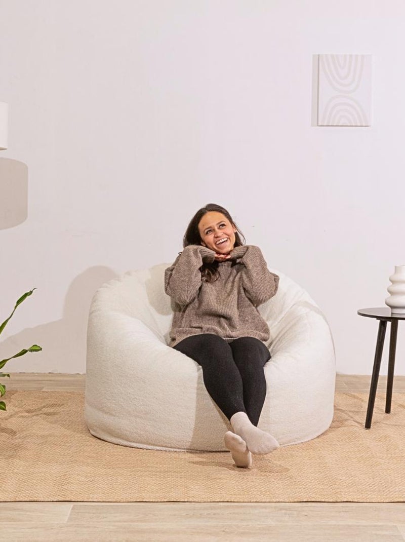 Pouf bouclette blanc - Bananair Blanc cassé - Kiabi