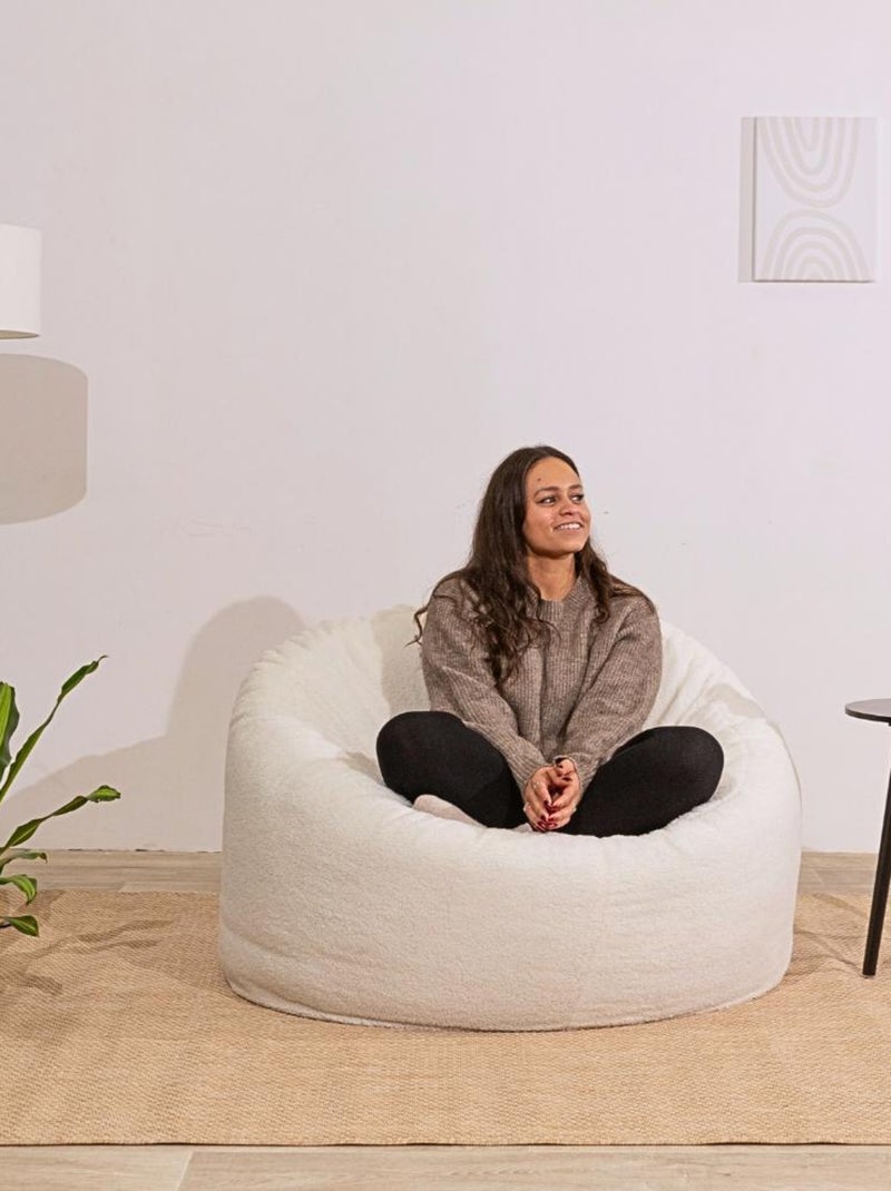 Pouf bouclette blanc - Bananair Blanc cassé - Kiabi