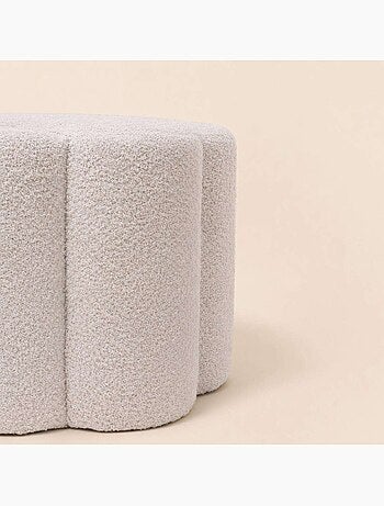 Pouf bouclette fleur blanc 37xh30cm