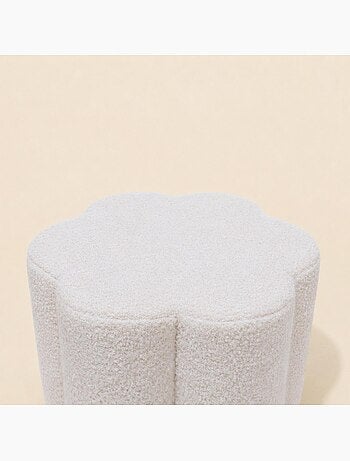 Pouf bouclette fleur blanc 37xh30cm
