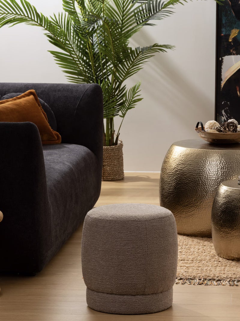 Pouf bouclette moderne Taupe - Kiabi