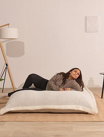 Pouf Bouclette, Sherpa - Doux et Déhoussable - Bananair