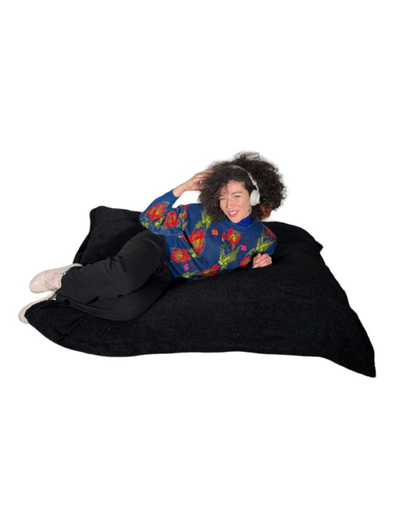 Pouf Bouclette, Sherpa - Doux et Déhoussable - Bananair Noir - Kiabi
