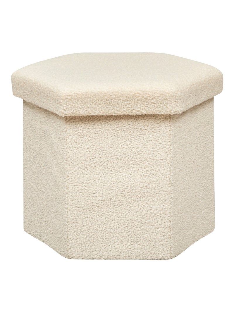 Pouf bouclettes avec rangement Beige coquille - Kiabi