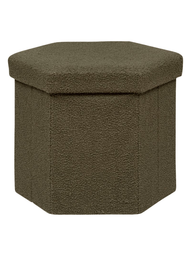 Pouf bouclettes avec rangement Kaki - Kiabi