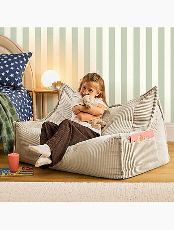 Pouf canapé enfant 2 places en velours côtelé - icon