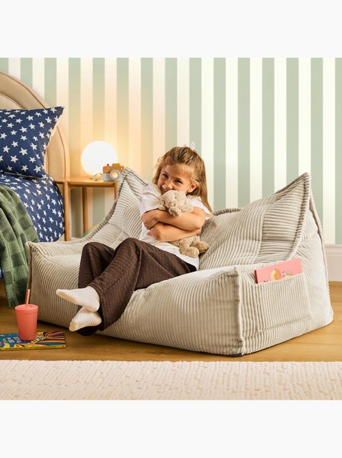 Pouf canapé enfant 2 places en velours côtelé - icon - Kiabi