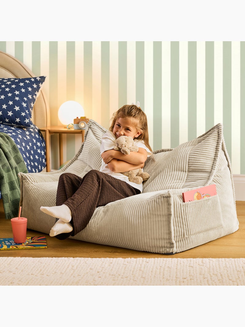 Pouf canapé enfant 2 places en velours côtelé - icon Beige - Kiabi