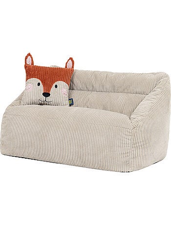 Pouf canapé enfant avec coussin animal assorti en velours côtelé - icon