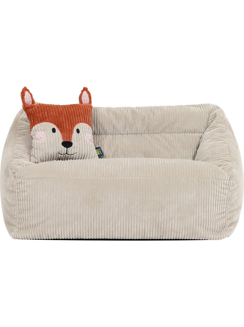 Pouf canapé enfant avec coussin animal assorti en velours côtelé - icon Beige - Kiabi