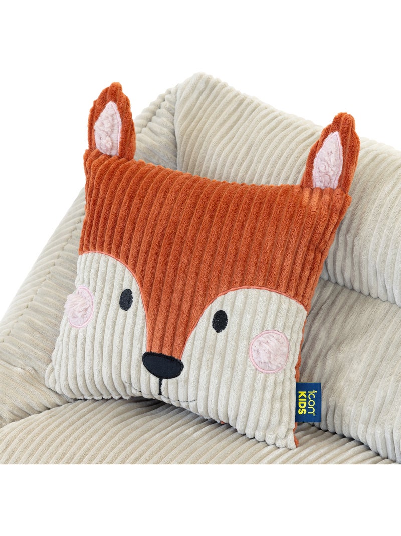Pouf canapé enfant avec coussin animal assorti en velours côtelé - icon Beige - Kiabi