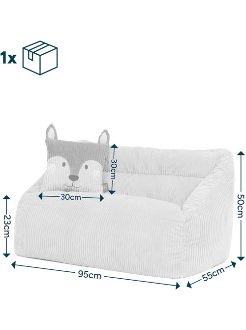 Pouf canapé enfant avec coussin animal assorti en velours côtelé - icon - Kiabi