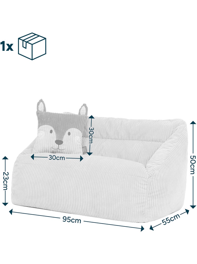 Pouf canapé enfant avec coussin animal assorti en velours côtelé - icon Beige - Kiabi