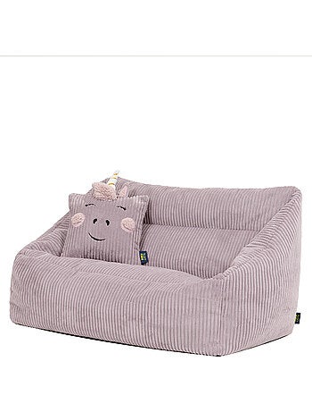 Pouf canapé enfant avec coussin animal assorti en velours côtelé - icon