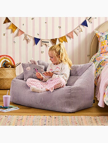 Pouf canapé enfant avec coussin animal assorti en velours côtelé - icon