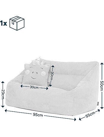 Pouf canapé enfant avec coussin animal assorti en velours côtelé - icon