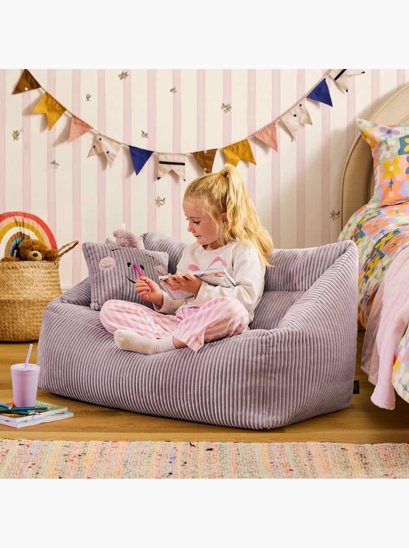 Pouf canapé enfant avec coussin animal assorti en velours côtelé - icon Mauve lilas - Kiabi
