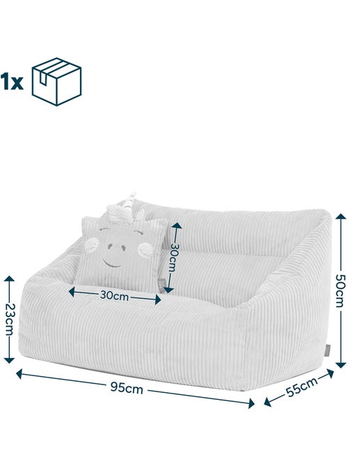 Pouf canapé enfant avec coussin animal assorti en velours côtelé - icon - Kiabi
