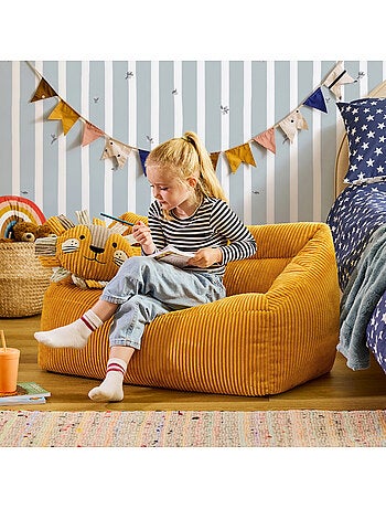 Pouf canapé enfant avec coussin animal assorti en velours côtelé - icon