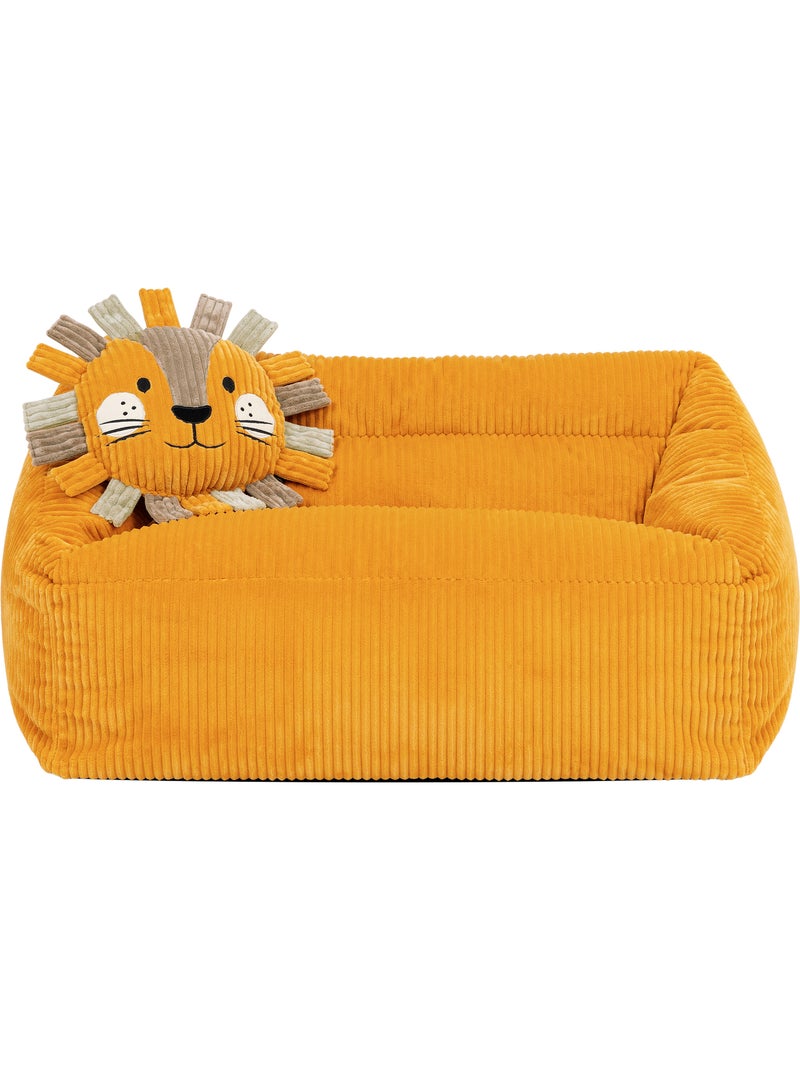 Pouf canapé enfant avec coussin animal assorti en velours côtelé - icon Ocre - Kiabi