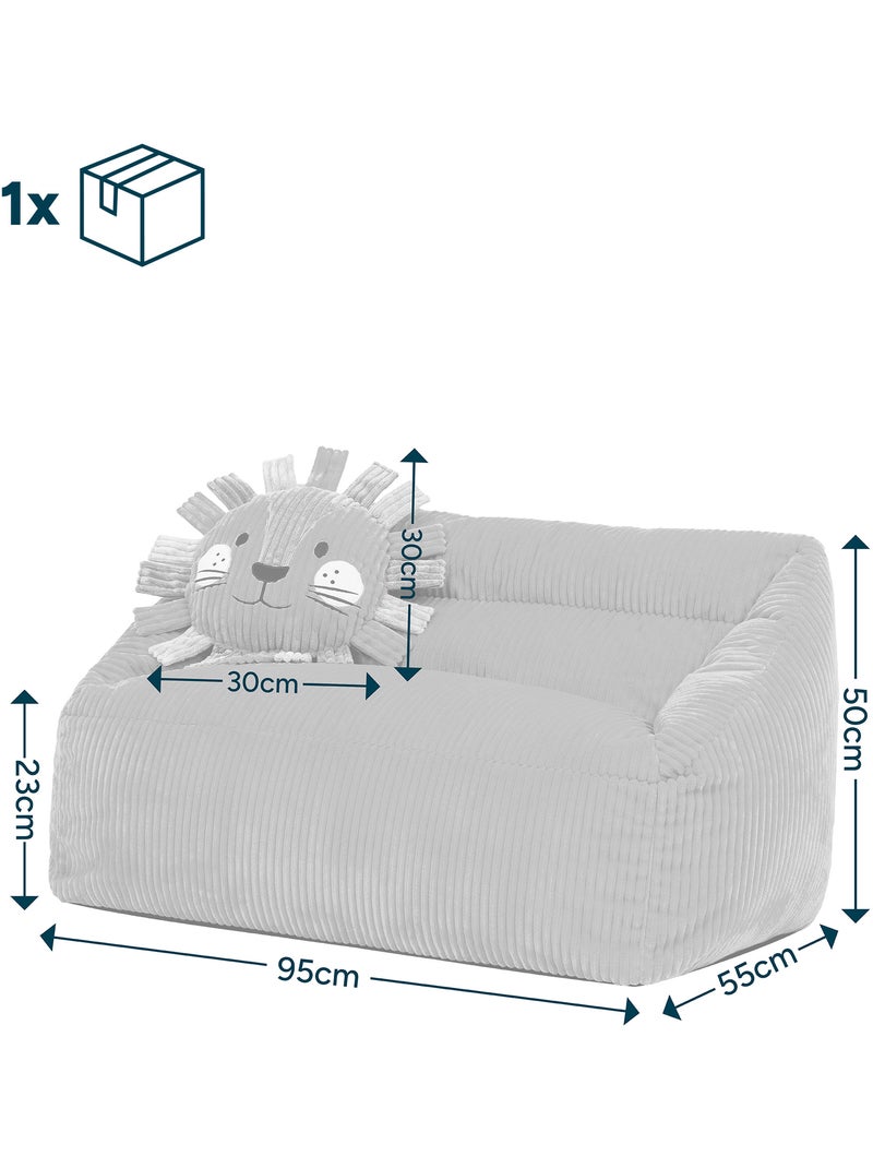 Pouf canapé enfant avec coussin animal assorti en velours côtelé - icon Ocre - Kiabi