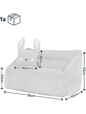 Pouf canapé enfant avec coussin animal assorti en velours côtelé - icon
