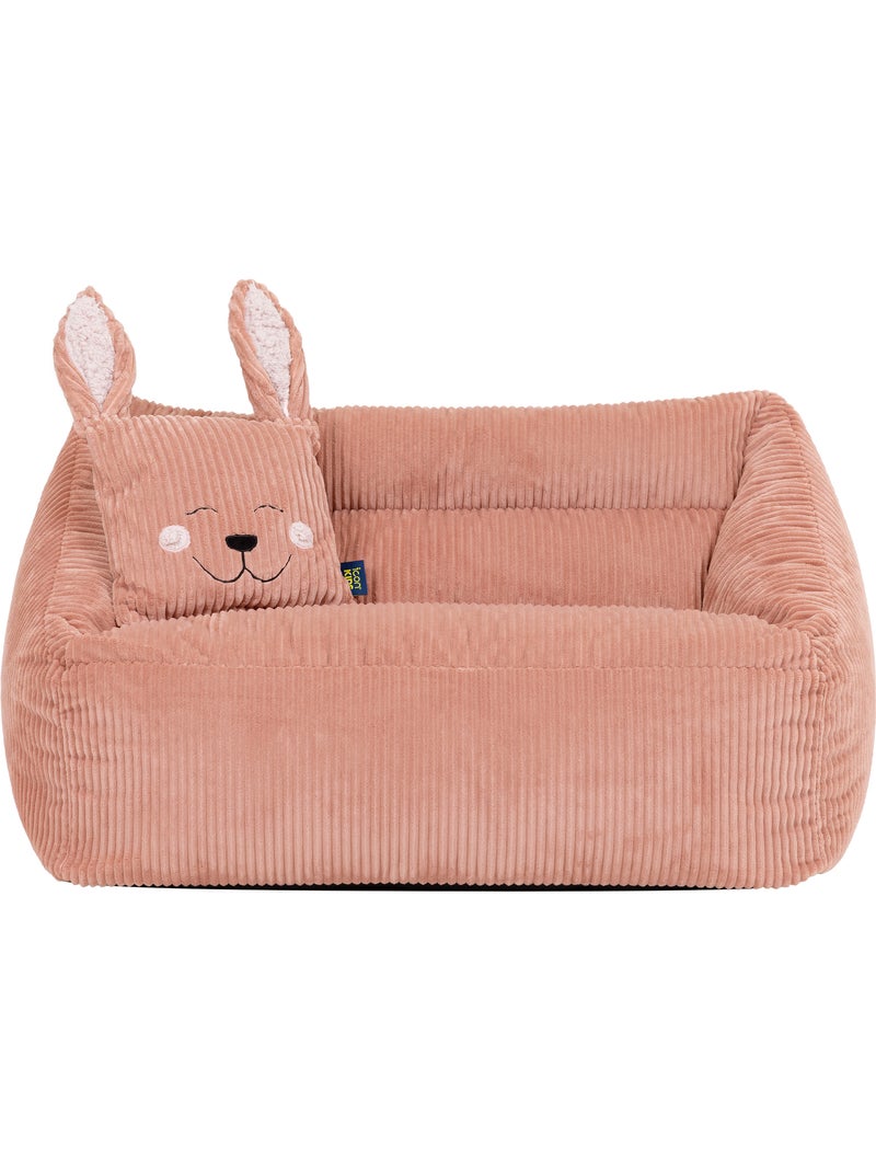 Pouf canapé enfant avec coussin animal assorti en velours côtelé - icon Rose clair - Kiabi