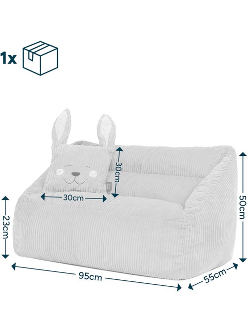 Pouf canapé enfant avec coussin animal assorti en velours côtelé - icon - Kiabi