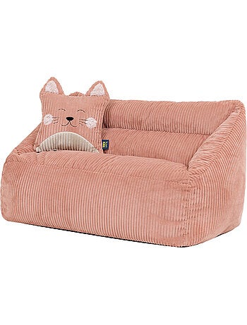 Pouf canapé enfant avec coussin animal assorti en velours côtelé - icon