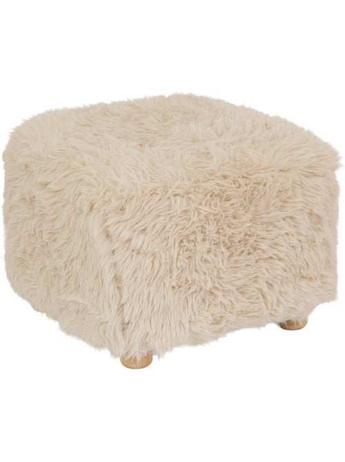 Pouf carré à poils longs avec pieds en pin - Kiabi Pouf carré à poils longs avec pieds en pin - Kiabi