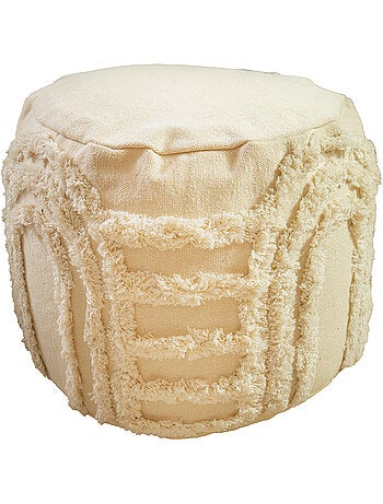 Pouf carré boho chic en coton texturé OEKO-TEX® 40x40x30 cm – Future Home