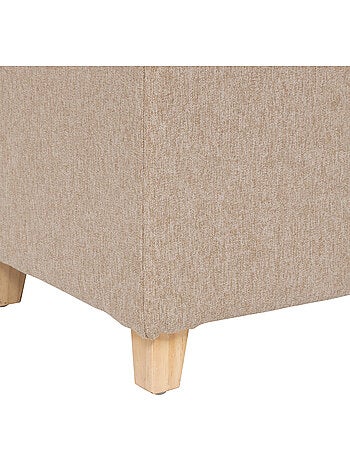 Pouf carré capitonné en tissu piètement pin LEANDRE
