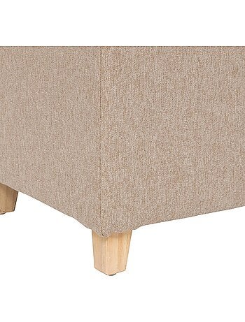 Pouf carré capitonné en tissu piètement pin LEANDRE
