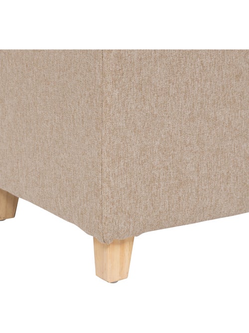 Pouf carré capitonné en tissu piètement pin LEANDRE - Kiabi