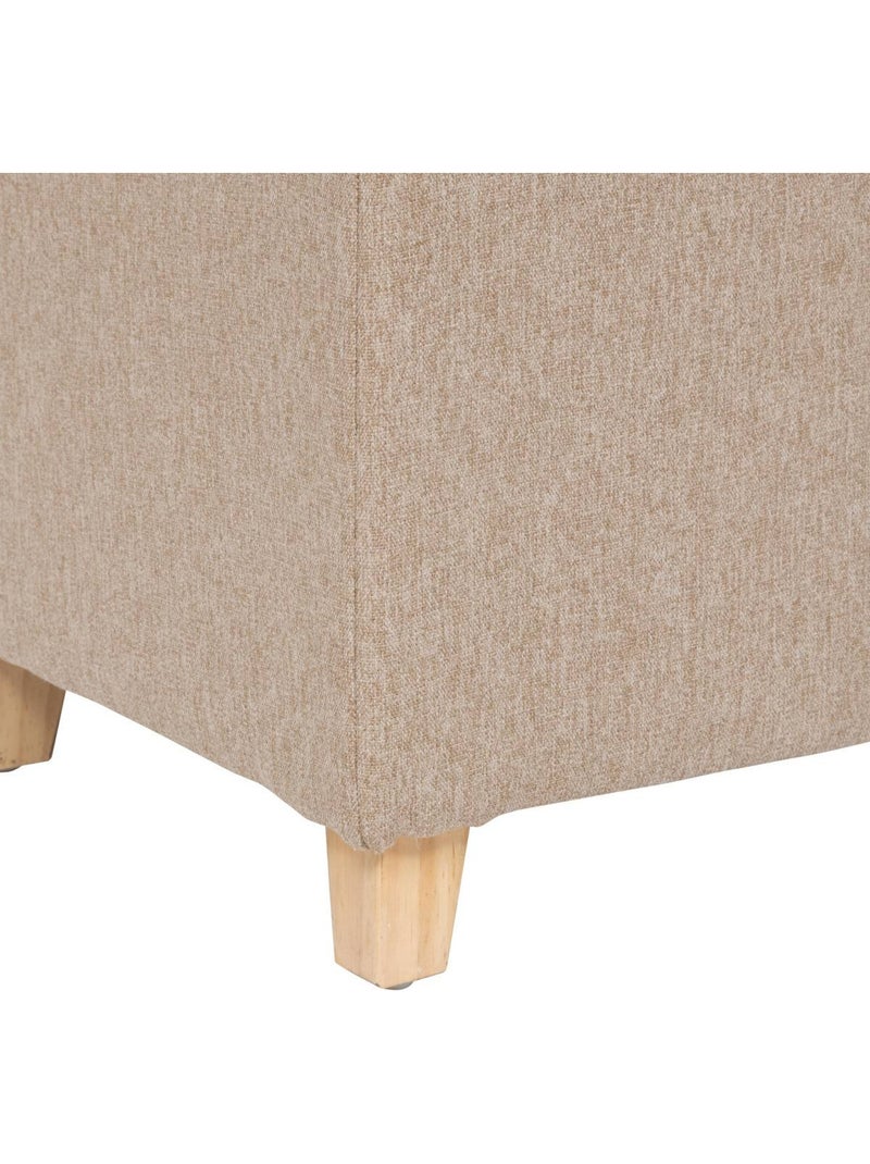 Pouf carré capitonné en tissu piètement pin LEANDRE Beige - Kiabi