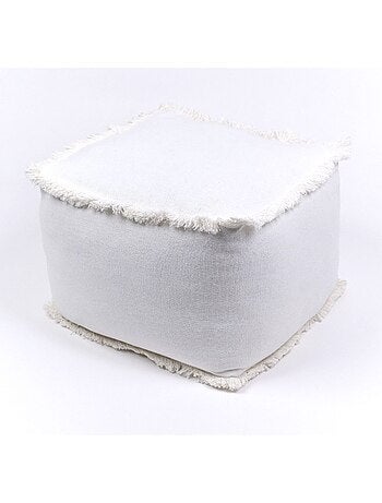 Pouf carré coton à franges INDIES