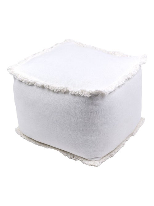 Pouf carré coton à franges INDIES - Kiabi