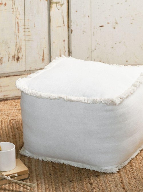Pouf carré coton à franges INDIES - Kiabi