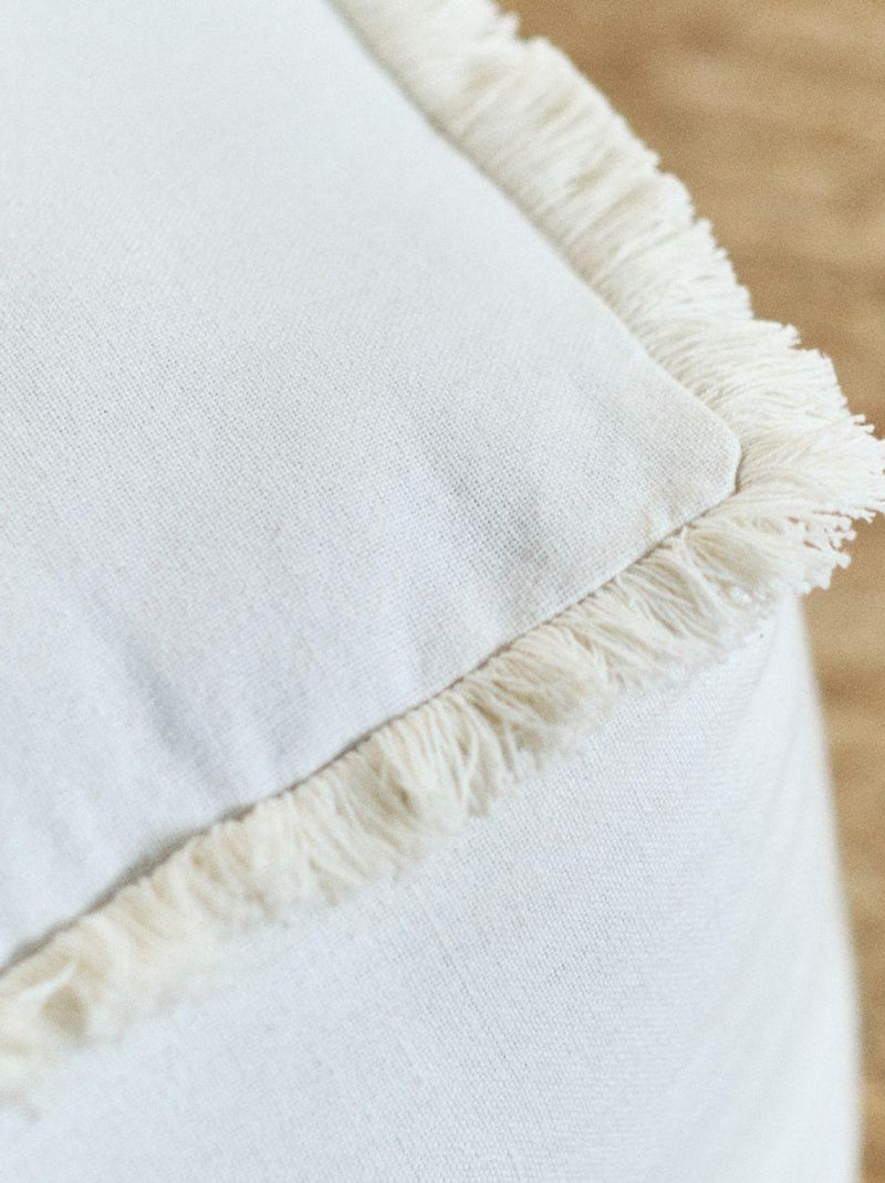 Pouf carré coton à franges INDIES Ecru - Kiabi