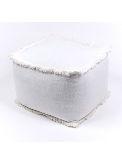 Pouf carré coton à franges INDIES - Kiabi