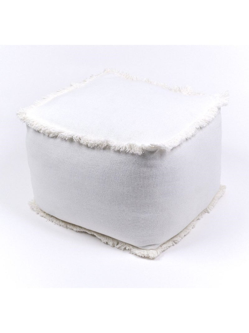 Pouf carré coton à franges INDIES Ecru - Kiabi