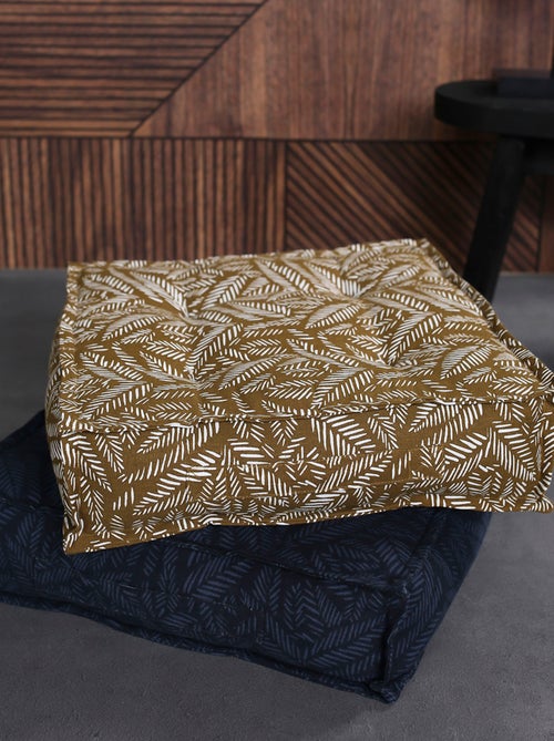 Pouf carré coton à franges INDIES - Kiabi