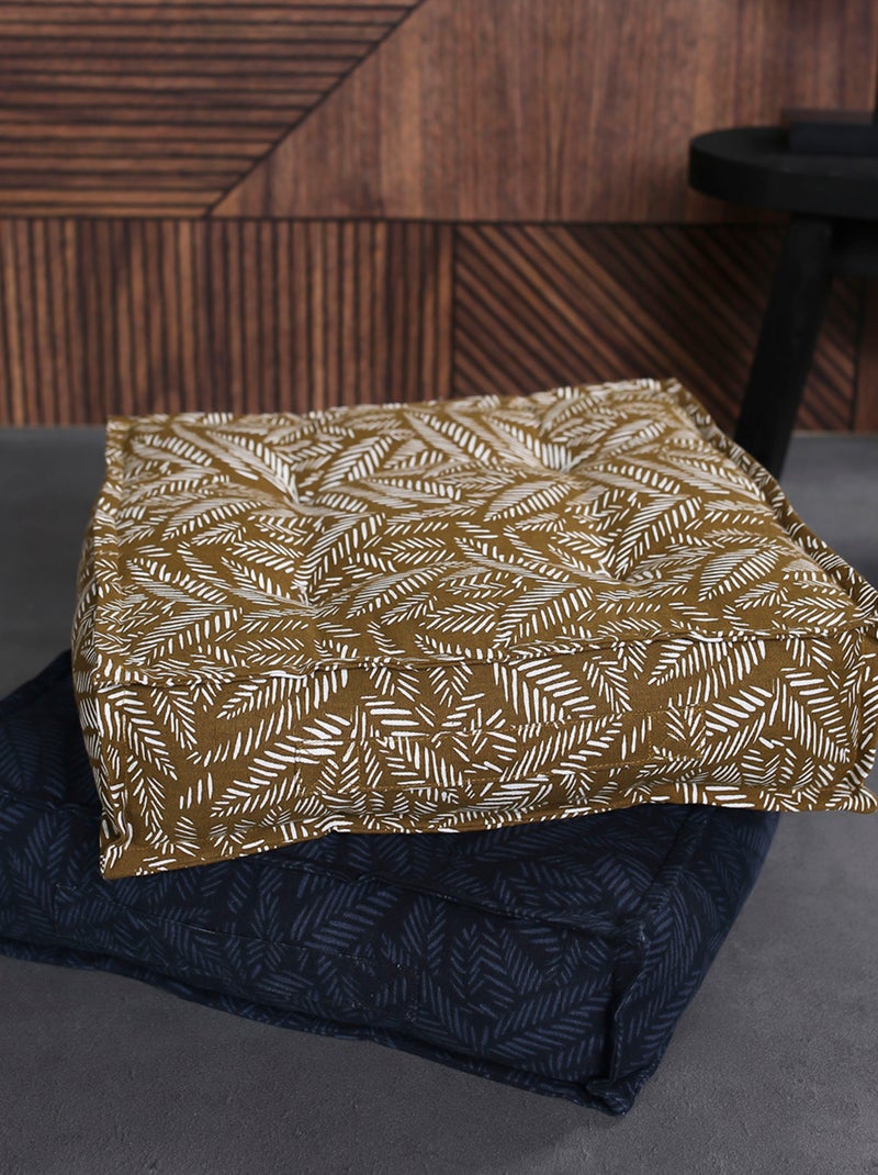 Pouf carré coton à franges INDIES Ecru - Kiabi