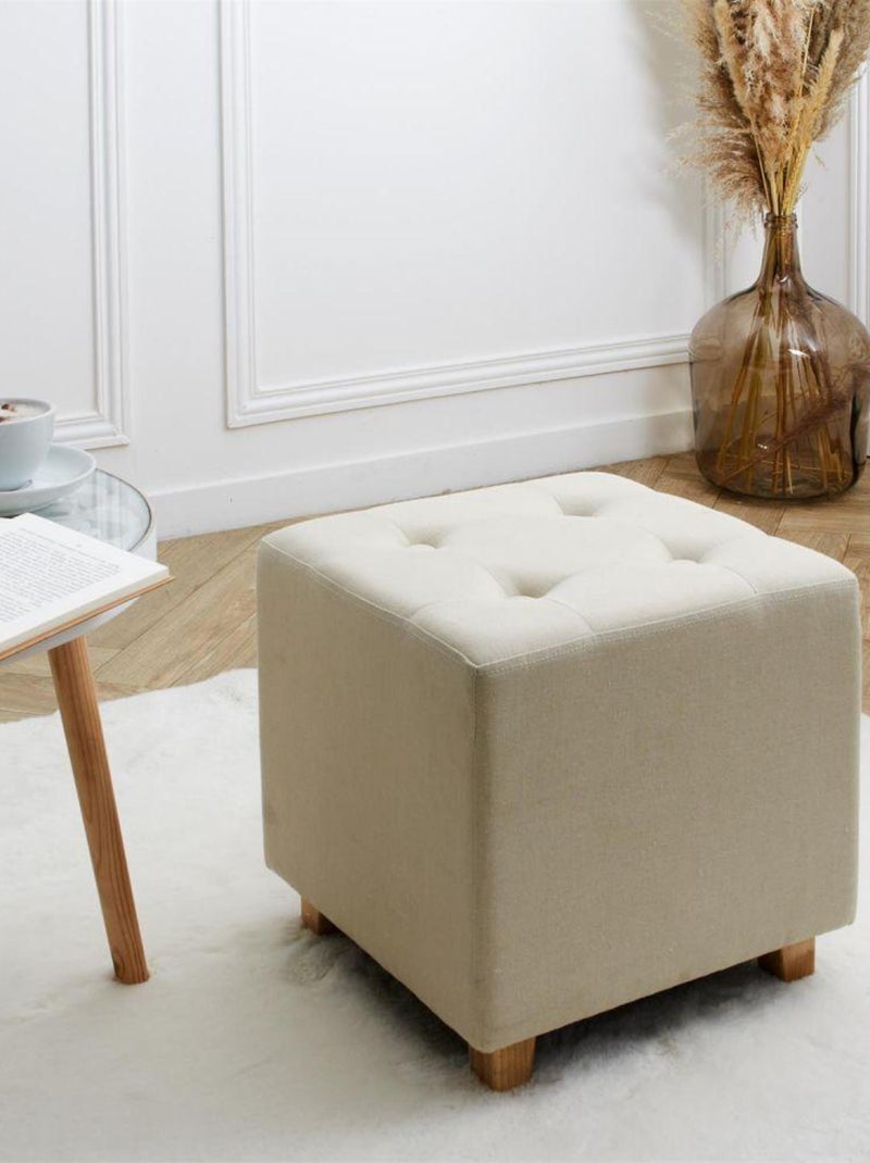 Pouf carré Hippolyte Beige - Kiabi