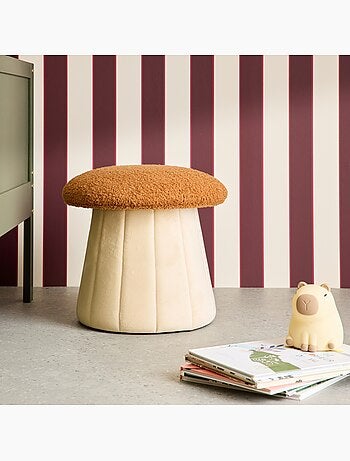 Pouf champignon enfant avec rangement teddy et velours Shroumy