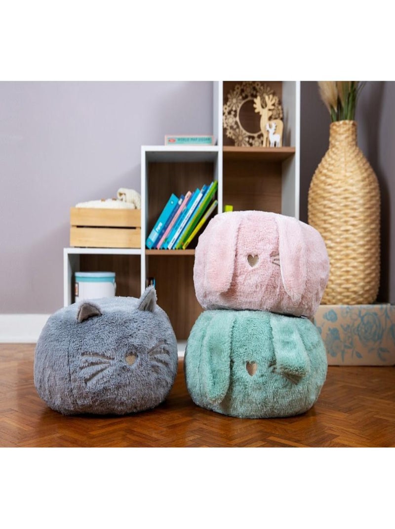 Pouf chat en peluche - Enfant - Made in France Gris - Kiabi