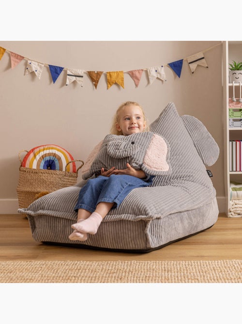 Pouf chauffeuse animal avec coussin assorti pour enfant en velours côtelé - icon - Kiabi